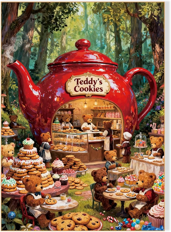 500 Piece Large Size Jigsaw Puzzles for Adults and Teens Family Happy Games Teddy Bear Cookies Store [Larger Size Pieces]