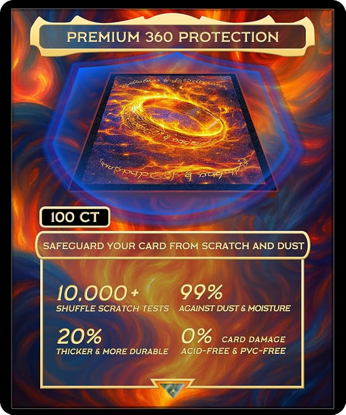 MTG Card Sleeves with 100 Pcs, Waterproof Textured Back Art Sleeves Deck Protector, HD Clear Front & Matte Back, Ultra-Durable, Smooth Shuffle Standard Size Card Sleeves Fit TCG MTG Cards-The Ring