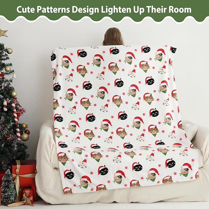 Softan Kids Throw Blanket for Girls & Boys, Warm Soft Toddler Flannel Blankets for Sofa Couch Bed， Cozy Fuzzy Plush Flannel Kids Throw Blanket for Daycare & School - Cat 50x60 inches