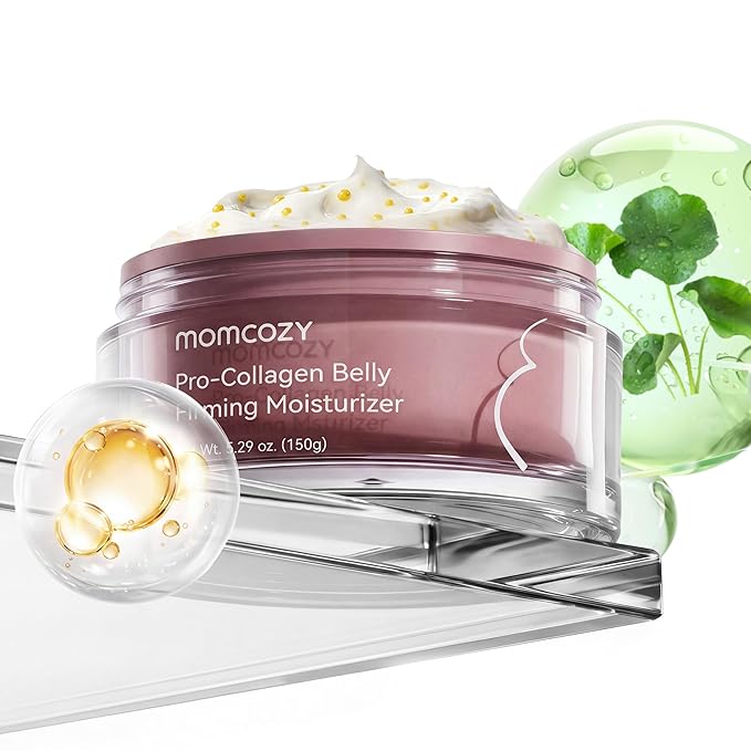 Momcozy Stretch Mark Cream, EWG Verified & Dermatologist Tested, 4x Peptide & Centella Oil Capsule Belly Moisturizer for Pregnancy, Nourishes Dry Skin, 5.29 oz (150g)
