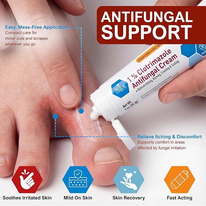 MED PRIDE Clotrimazole Antifungal Cream 1%, 4 Pack – Bulk Treatment for Athlete’s Foot, Jock Itch, Ringworm, Itchy Skin, Redness, Scaling & Cracking – Maximum Strength Fungal Relief