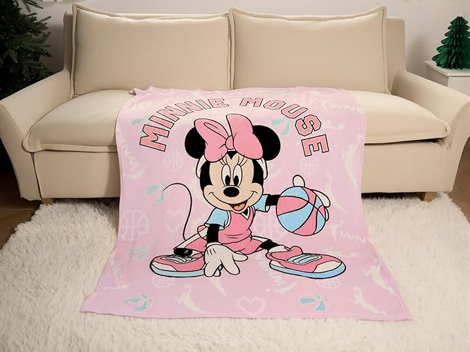 Northwest Disney Minnie Mouse Plush Throw Blanket, 46" x 60" Silk Touch Soft Fleece Blanket for Kids & Adults, Officially Licensed