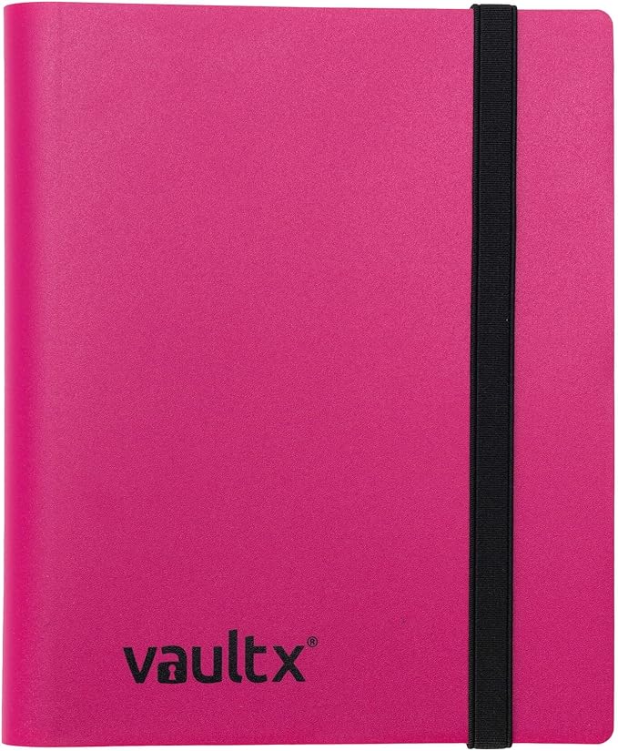 Vault X 4 Pocket Standard Strap Binder, Holds 160 Trading Cards in 20 Side-Loading Pages (Pink)
