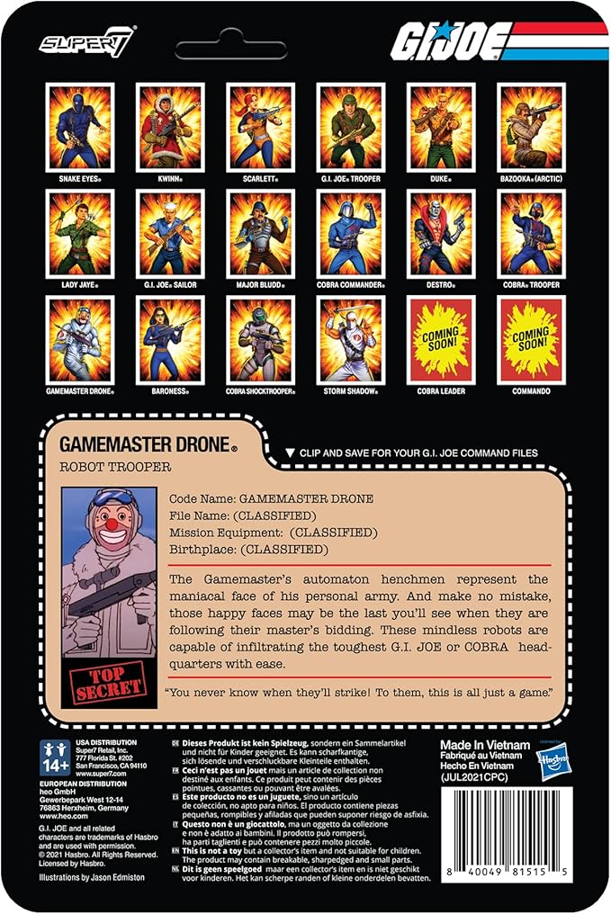Super7 G.I. Joe Gamemaster Drone - 3.75" G.I. Joe Action Figure with Accessory Classic Cartoon Collectibles and Retro Toys