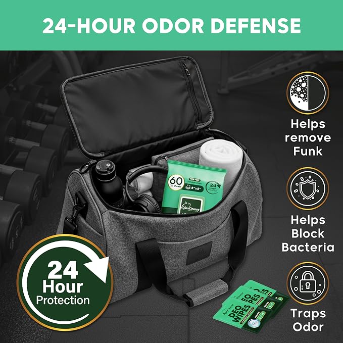 XL Deodorant Wipes for Men - 240 Ct. + 16 Travel Body Wipes Individually Wrapped 8"x8" Odor Eliminator Towelettes for Underarm, Body, Feet - pH Balanced Armpit Smell Remover for Gym & Post Workouts