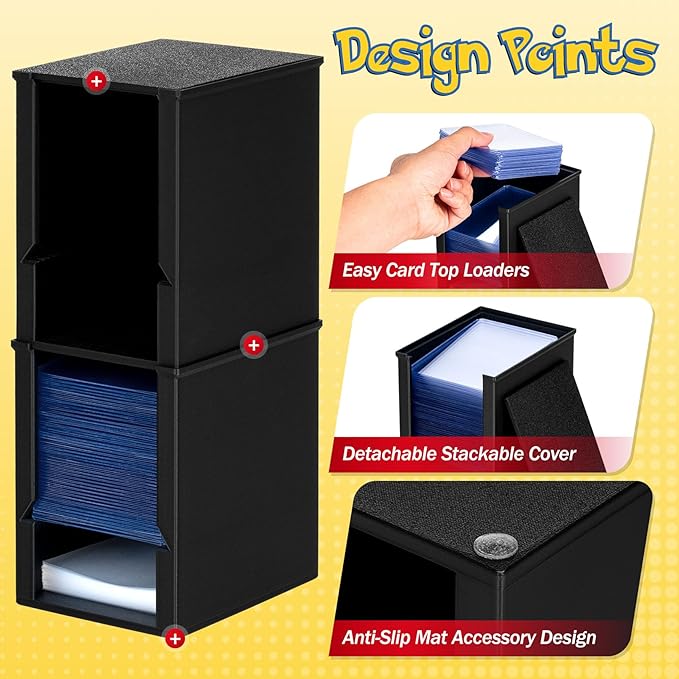 2 Pack Toploader Dispenser & Penny Sleeve Holder - Dual Compartment TCG Card Sorter Tool for Desk - Stackable Organizer Holds 500 Sleeves & 100 Toploaders
