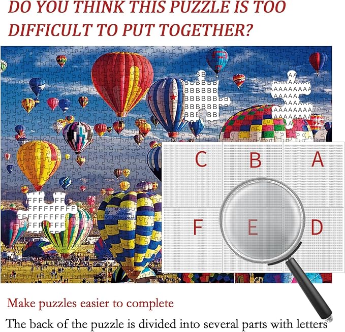 Jigsaw Puzzles for Adults 1000 Pieces Hot Air Balloon Challenging Adult Puzzle, Perfect for Game Nights - Finished Size is 27" x 20"