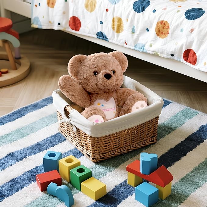 Customized Plush Teddy with Embroidered Name, Handmade Baby Shower & Birthday Gifts for Toddlers Newborns, Personalized Stuffed Animal for Girls & Boys (Teddy)