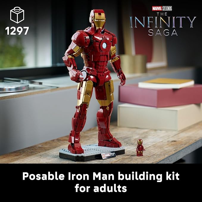 LEGO Marvel Iron Man Mark 3 Collectors’ Edition Building Set - Poseable Super Hero Construction Kit W/Mark 3 Minifigure for Adults, Ages 18+ - Collectible Gift Idea for Birthdays - 76344