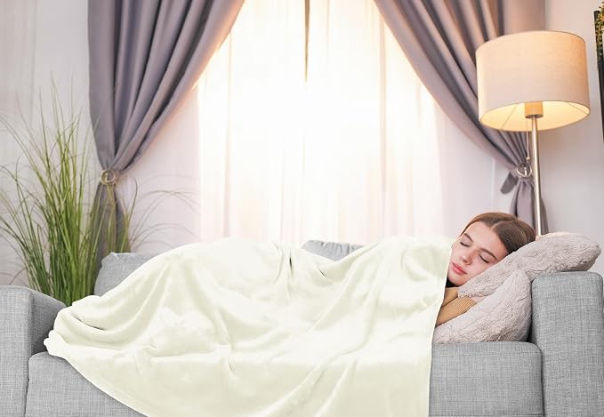 Utopia Bedding Ultra Soft Fleece Bed Blanket Twin Size Ivory (60x80 Inches) | Microfiber Plush Warm Lightweight Breathable Cozy Blanket Anti-Static, All Season Use, Gift for Women and Men