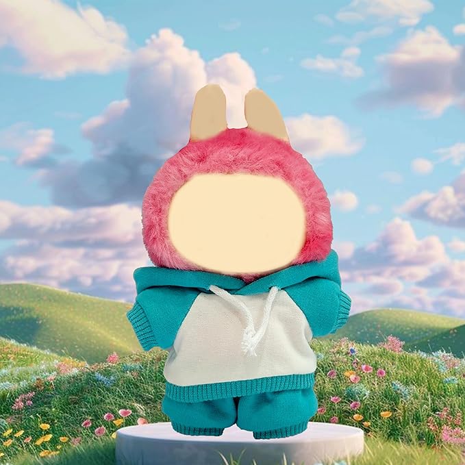 17cm Dolls Clothes,Casual Stylish Hoodies & Pants Doll Outfit Set, Stylish Doll Clothing Accessories for 17cm/15cm-Lake Blue(No Doll)