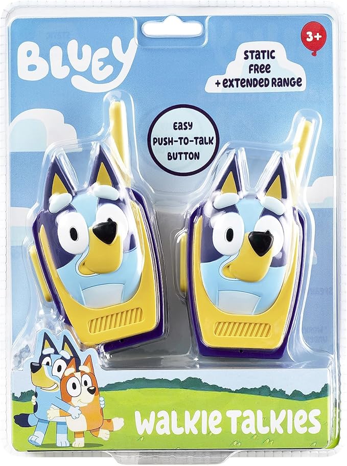 ekids Bluey Toy Walkie Talkies for Kids, Static Free Extended Range Indoor and Outdoor Toys, Bluey Toys for Toddlers