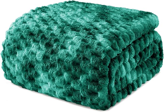 Exclusivo Mezcla 3D Fleece Twin Size Blanket for Bed, Tie-dye Teal | Extra Soft Fuzzy Plush Lightweight Bed Blankets, Cozy Fluffy Decorative Blankets for All Seasons, 90x66 Inches