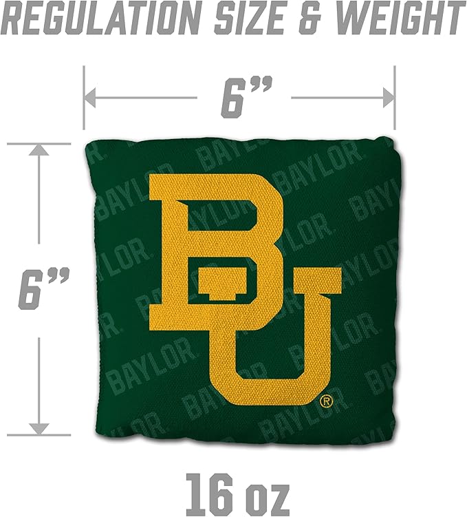 YouTheFan Officially-Licensed NCAA Set of 4 Cornhole Bags - All Weather Regulation 6” x 6” Size - 16oz Weight - Designed in USA