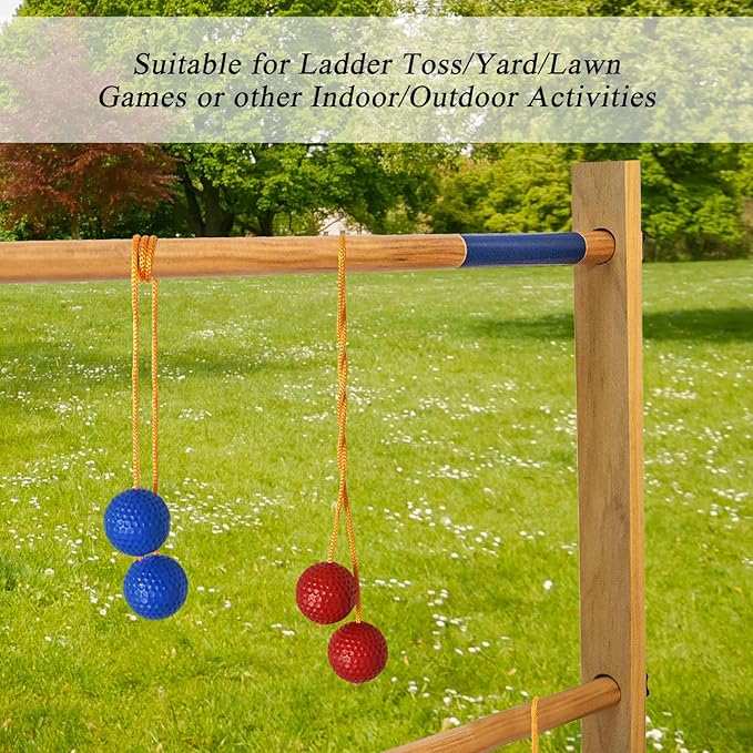 Ladder Ball Ladder Toss Balls Set Replacement Balls for Toss Match, Set of 6 with Storage Bag (Red & Blue)