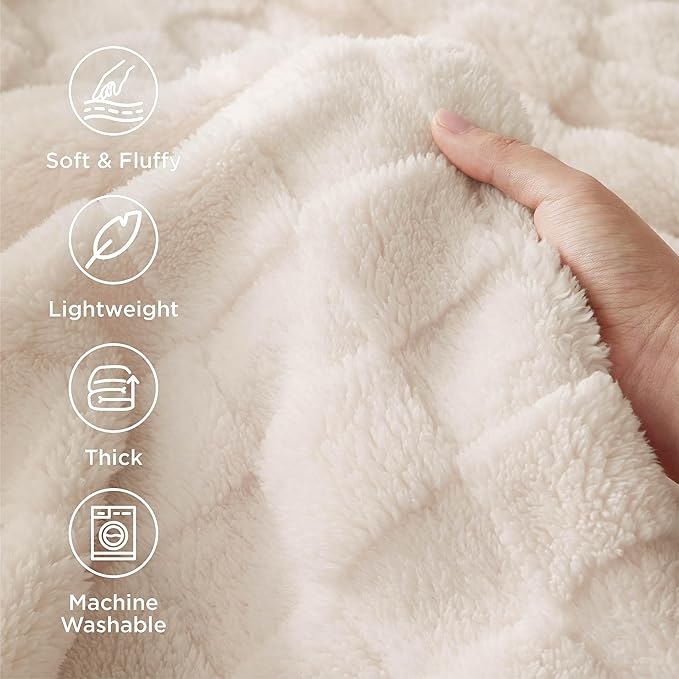 Bedsure GentleSoft King Size Blanket for Bed - Super Soft Cozy Blankets for Kids Girls, Large Fuzzy Fleece Throw for Bedroom Decor, Cream,108x90 Inches