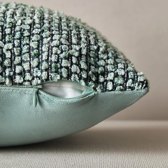 Allorry Soft Wool Decorative Throw Pillow Covers 26x26 Green SY011D26 | Cozy Soft Touch,Neutral Textured Boho Cushion Covers for Modern Farmhouse Sofa Bedroom Living Room Decor