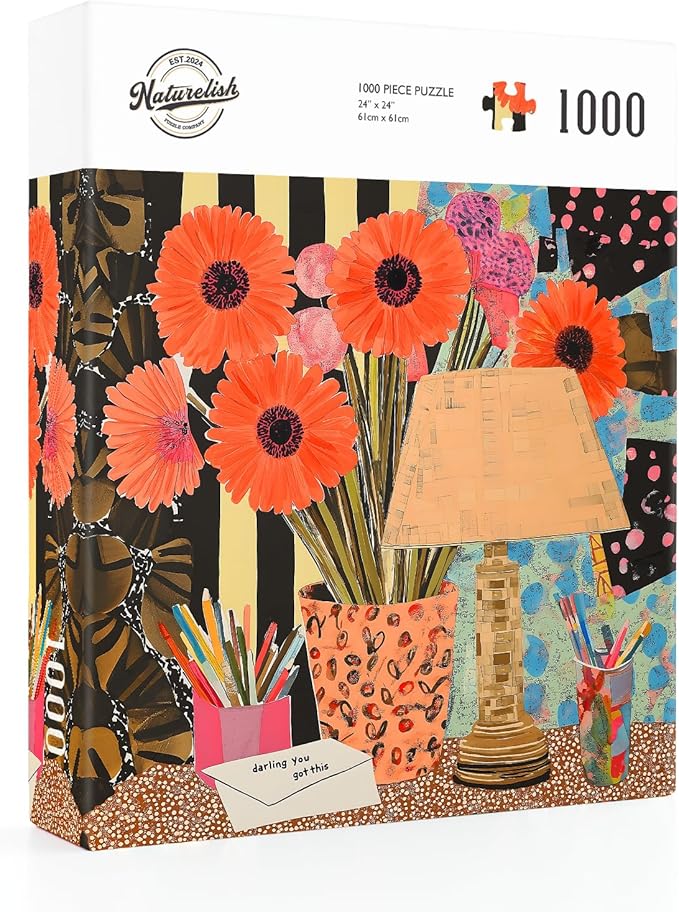1000-Piece Adult Puzzle with Oil Painting-Style Desktop Scene Vibrant Art Jigsaw Puzzle, Challenging & Colorful Art Puzzle for Adults, Perfect for Relaxation and Gift-Giving, 24 x 24 in