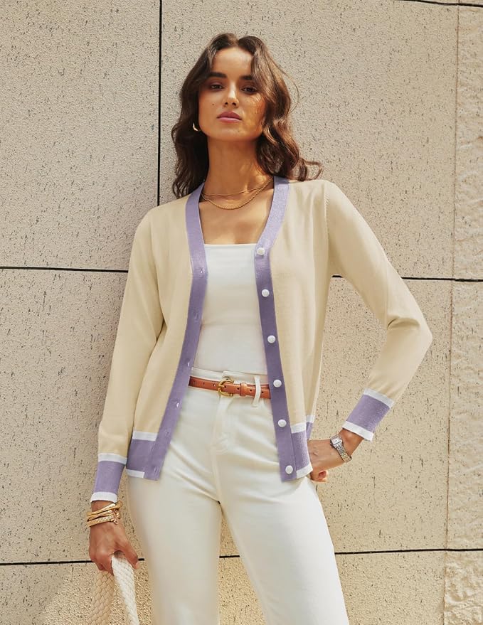 GRACE KARIN Cardigan Sweaters for Women Lightweight Long Sleeve Cropped Cardigan Summer Fall Fashion Clothing Outfits Shrug