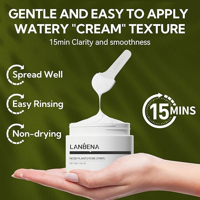 LANBENA Blackhead Remover, Nose Pore Strips for Blackheads, Black Head Remover Mask for Face, 2.0 Upgraded Deep Cleansing Peel off Mask Nose Strips Skincare for All Skin (1.06 Oz/30g+60pcs Strips)