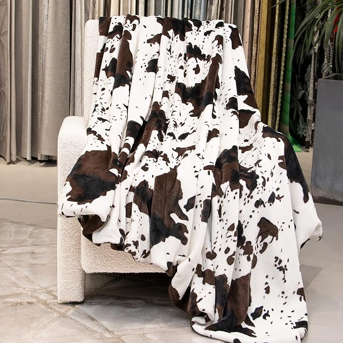 Cow Print Baby Blanket for Kids, Ultra-Soft Warm Cute Toddler Crib Blanket for Nursery Stroller Car Bed, Cow Print Gifts for Boys Girls Birthday, 40x50 Inches
