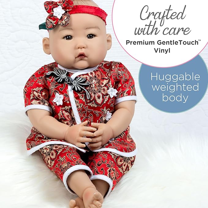 Paradise Galleries 20 Inch Asian Realistic Reborn Baby Girl Doll with Panda Outfit and Lovely Red Headband Gift Set for Kids – Baby Mei