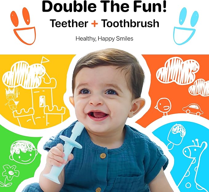 Vibrating Baby Teether & Toothbrush l Teething Relief & Bone Conduction Music l Soft BPA-Free Silicone Baby teethers, Oral Sensory chew Toys for Kids & Babies,Teething Toys 9-24 Months, Pink