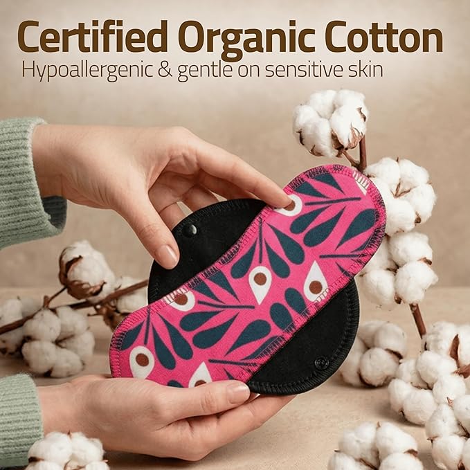 Made in EU - Ultra-Soft Reusable Panty Liners (Small, 7-Pack) – High-Temp Washable Cloth Panty Liners for Women & Teens – Breathable Organic Cotton Keeps You Fresh & Dry for Vaginal Daily Discharge