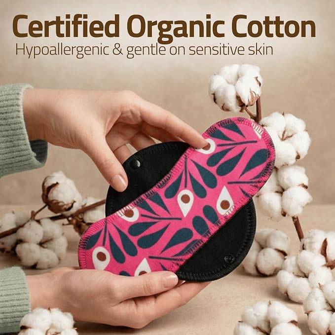 Made in EU - Ultra-Thin Reusable Panty Liners (Medium, 7-Pack) – High-Temp Washable Cloth Panty Liners for Women – Durable & Breathable Organic Cotton Keeps You Fresh & Dry for Daily Vaginal Discharge