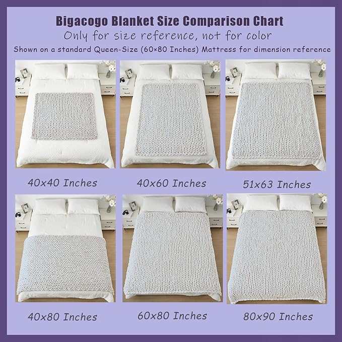 Bigacogo Chunky Knit Throw Blanket for Couch, 40x40 inches, PastelDreamMix | Hand Knit with Jumbo Chenille, Soft Breathable Cable Knit for Sofa Bed Living Room, Machine Washable, Gift for Mom Friend