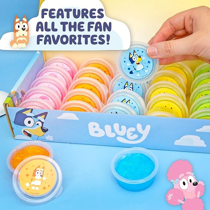 Bluey Ultimate Compounds Set, 25 Pack of Scented Glitter Slime, Resealable Containers with Stickers, Birthday Bulk Slime Party Favors, Sensory Toys, Goodie Bags Stuffers for Kids
