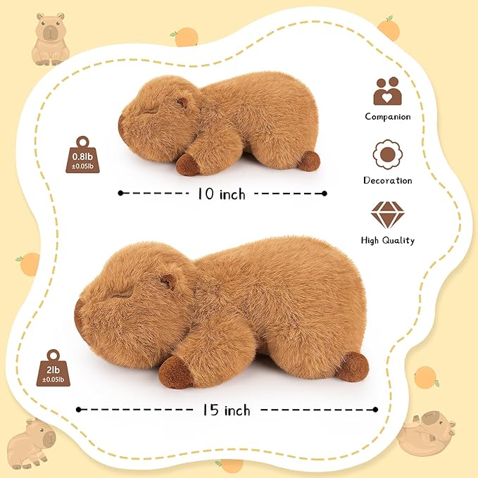 Weighted Capybara Plush Stuffed Animals-0.8lb 10”Kawaii Weighted Capybara Plush Toys,Cute Plushies Capybaras Plushies Animal Hugging Plushie Pillow,Soft Birthday Gifts for Adults Kids
