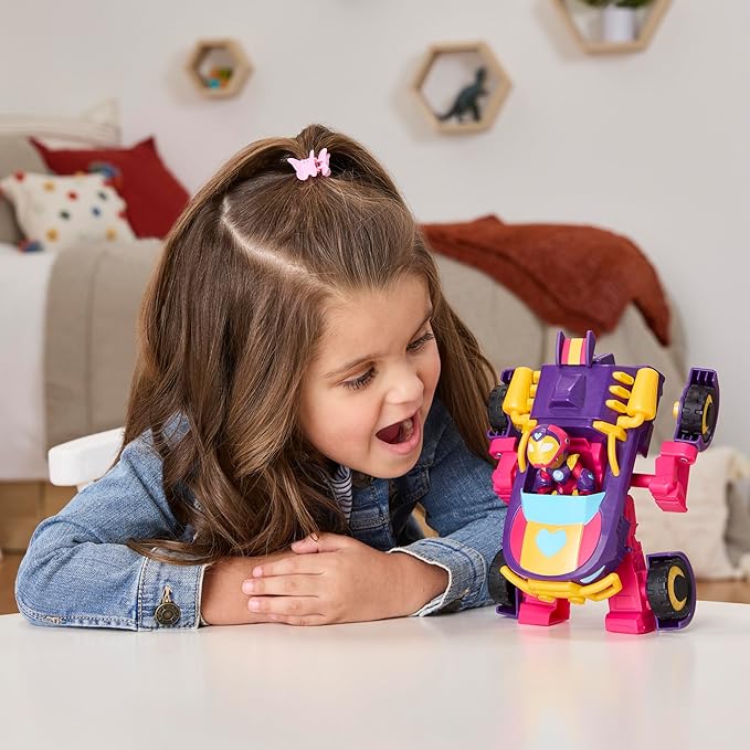 IRON MAN AND HIS AWESOME FRIENDS Marvel Ironheart 2-in-1 Mech Suit & Vehicle, Action Figure & Toy Vehicle Set, Super Hero Toys, Ages 3+