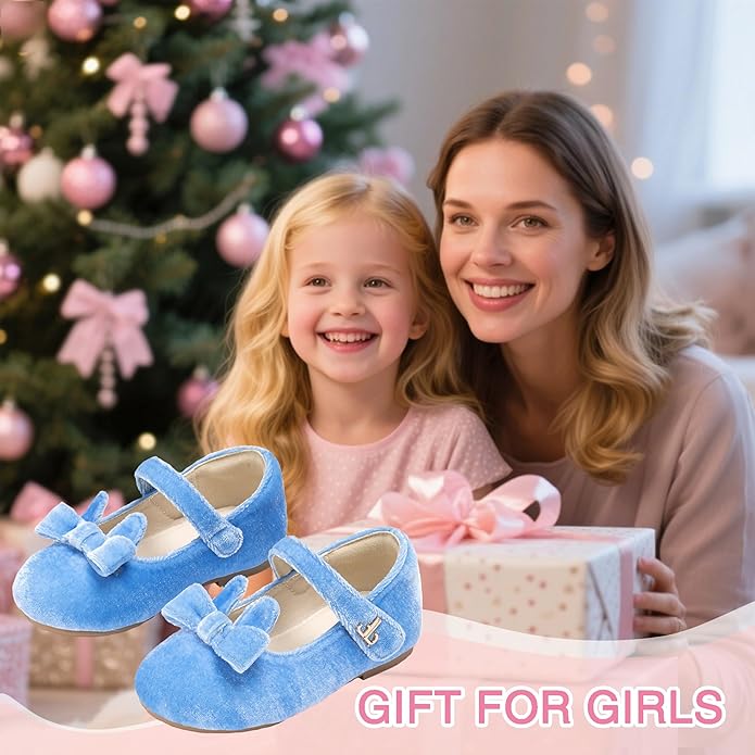 THEE BRON Mary Jane Ballet Flats - Girls' Dress Shoes with Hook & Loop Closure