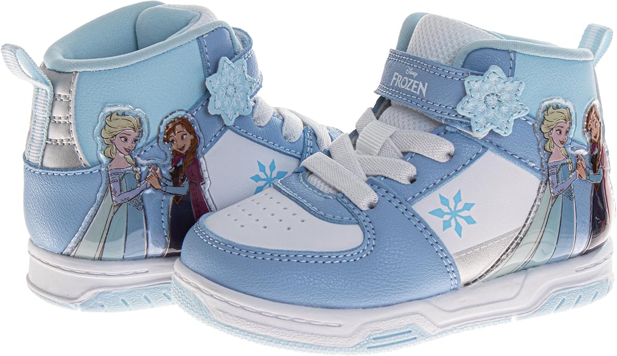 Josmo Girls High Top Sneakers Minnie Mouse Frozen Elsa Anna Paw Patrol Skye Lilo & Stitch Moana Character Shoes for Girls Size Toddler to Little Kid