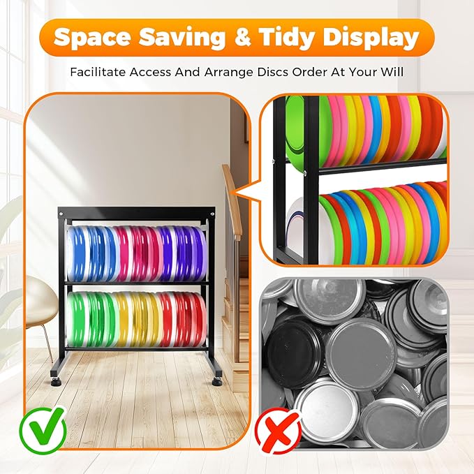 Sidasu 2/3/6-Tier Discs Golf Rack,Metal Disc Golf Storage Rack, Space-Saving Disc Station for Disc Golf Storage Shelf-Black