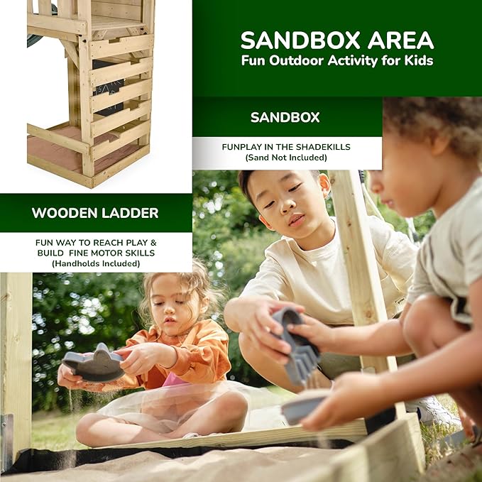 Plum Wooden Swing Sets for Backyard with Slide, Outdoor Toddler Playground Playsets, Monkey Bars, Jungle Gym for Kids, 2 Swings, Rock Climbing Wall, Telephone, Chalkboard, Sturdy, Weatherproof, Age 3+