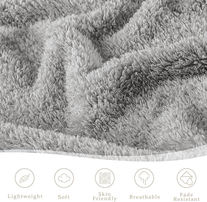 Exclusivo Mezcla Fleece Throw Blanket for Couch and Sofa, 50" x 60" | Super Soft and Cozy Fluffy Blanket for Women, Lightweight and Fuzzy Throw for Home Decor, All Season, Light Grey