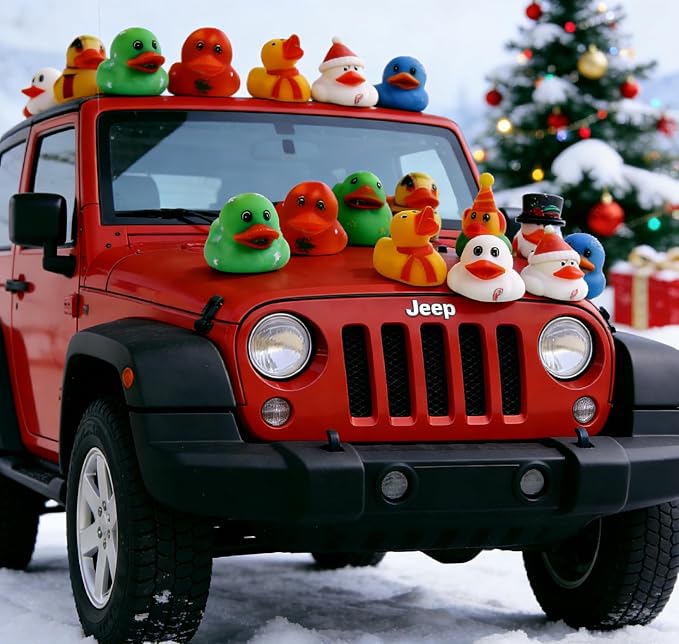10pcs Rubber Ducks,Christmas Themed Bathtub Toys,Multiple Design & Colors,Ideal for Bath Play,Party Gifts & Small Prizes