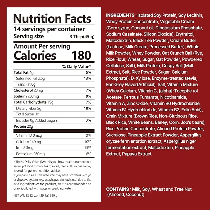 Flimeal Milk Tea Protein Shake, With Crunchy Protein Balls, Protein Smoothie Powder - 20g Protein, Low Sugar, Keto-Friendly Meal Replacement Shake, 22.22oz, 14 Servings, 14 Servings (1 X 22.22oz)