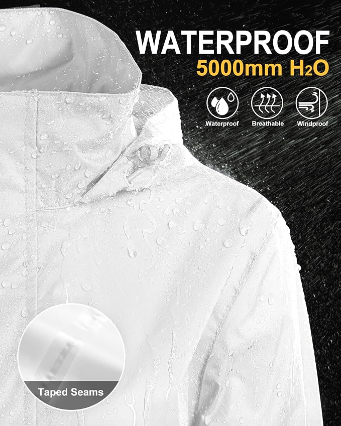 33,000ft Women's Rain Jacket Waterproof Lightweight Packable Raincoat with Hood for Golf Hiking Travel Windbreaker