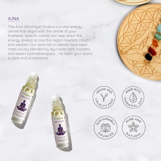 Chamomile & Juniper Berry Third Eye Chakra Essential Oil Roll-On Blend | 10ml | Travel Size| Aromatherapy for Chakra Balance | Ideal for Meditation, Yoga | 100% Natural, Non-Toxic by Aromafume