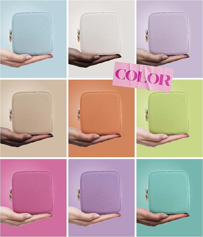 Embla Makeup Bag Travel Cosmetics Pouch and Toiletry Bag, Nylon Zipper Pouch Purse, Cute Make Up Organizer Storage Tote for Women Girls, Waterproof Travel Skincare Case, Small Makeup Bags, Chocolate