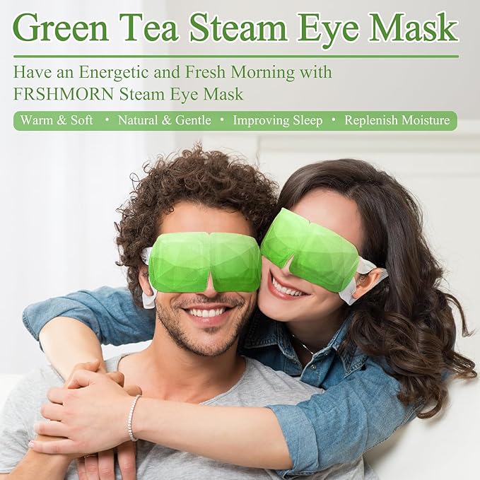 32Packs Steam Eye Mask, Heated Eye Mask for Sleeping, Warm Compress for Eyes, Self Heating Disposal Steam Mask for Home Sleep, Office, Spa, Travel Essentials Mothers Day Gifts (Green Tea)