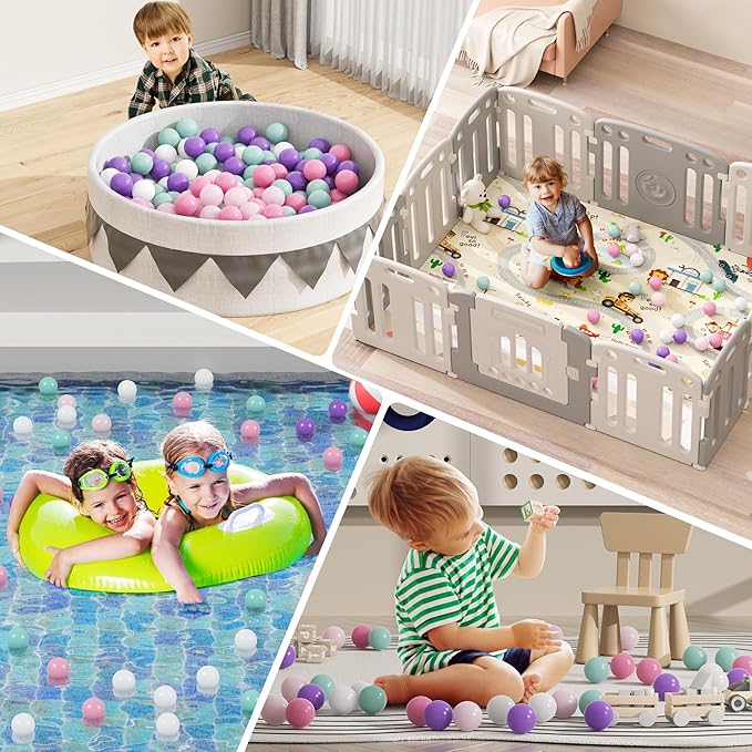 BalanceFrom Play Pit Balls Toy Set for Kids with Mesh Bag, Rainbow or Pastel Colors – Crush-Proof Plastic for Ball Pits, Playhouses, Bounce Houses, Pools, Tents, and Birthday Parties