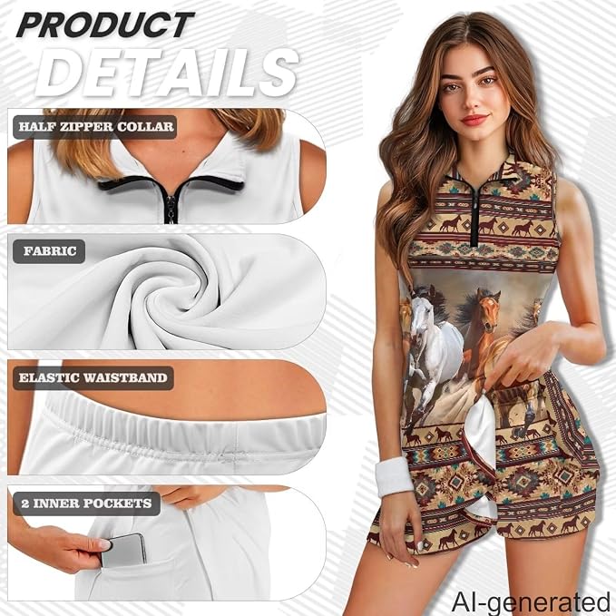 Golf Dress Tennis Dresses for Women with Built in Shorts and Pockets Sleeveless Athletic Dress Workout Dress