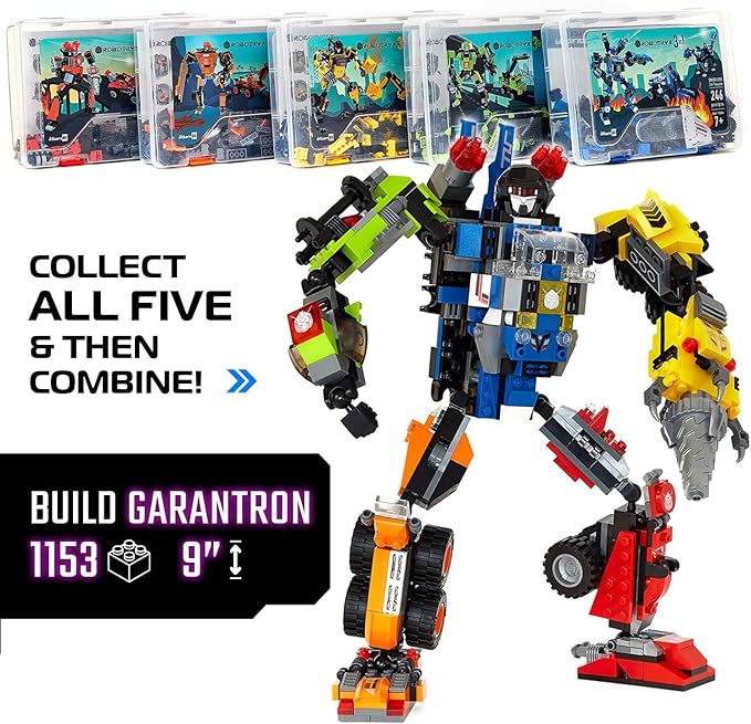 JITTERYGIT Robot Building Toy Gift for Boys, Perfect STEM Gift for Builders Ages 6, 7, 8, 9, and 10 Year Olds, Yellow Zakarpian (238 Pcs) Robotryx