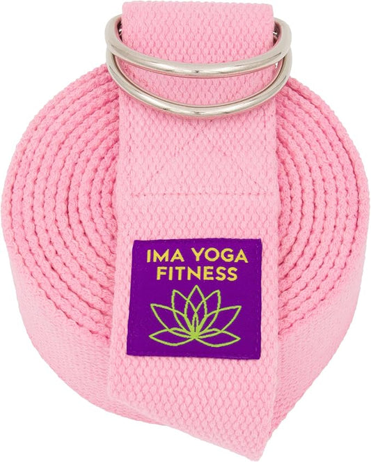 Adaptive Yoga Strap for Stretching - Extra-Wide 2 Inches 100% Cotton Stretch Strap with Steel D-Rings for Physical Therapy, Pilates & Flexibility - Storage Pouch & E-Book