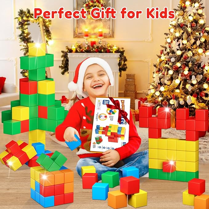 Magnetic Blocks for Toddlers Toys,1.42 Inch Building Blocks Toys for 3 4 5 6 7 8+Years Old Boys Girls, Magnetic Cubes for Kids STEM Montessori Toy Educational Sensory Magnet Toy for Kids Age 1-3 3-5
