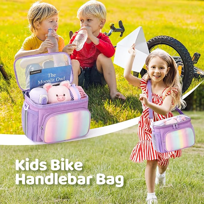 Kids Bike Basket, Front Frame Handlebar Bag for Toddler Scooter Tricycle Bicycle, Cute Small Fabric Bicycle Basket for Boys & Girls,